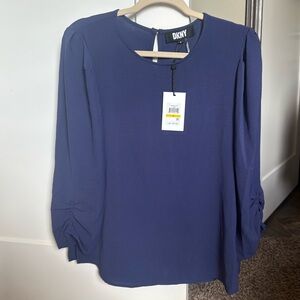 NWT DKNY blue/violet long sleeve blouse